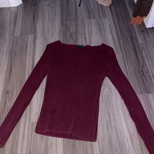 Burgundy Long Sleeve Shirt.